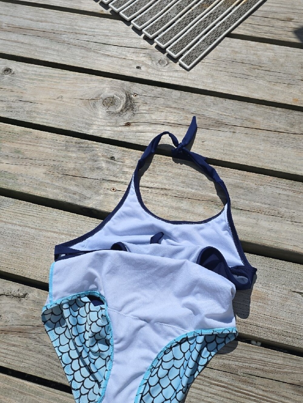 Navy and Light Blue Mermaid 1-Piece Swimsuit - Picture 5 of 5